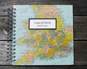 Wedding Gift - Personalized Honeymoon Journal / Photo Album with Custom Map, 8"x8"
