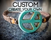 CUSTOM// Choose Your Own Natural Peace Sign Fishbone-Knot Hemp Bracelet
