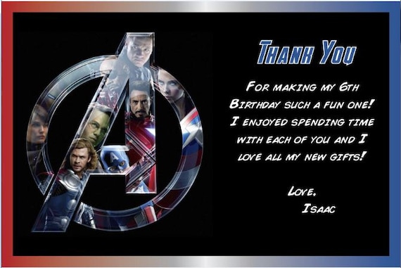 Personalized Avengers Thank You Card