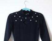 LBD Jewel Stud BodyCon Mini Dress with Cutout Long Sleeve Turtleneck Size M