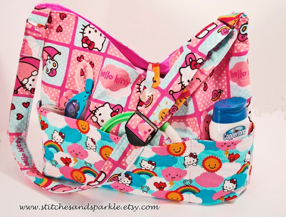 SALE-Hello Kitty Beach Bag & Tote in Hot Pink and Bright Blue