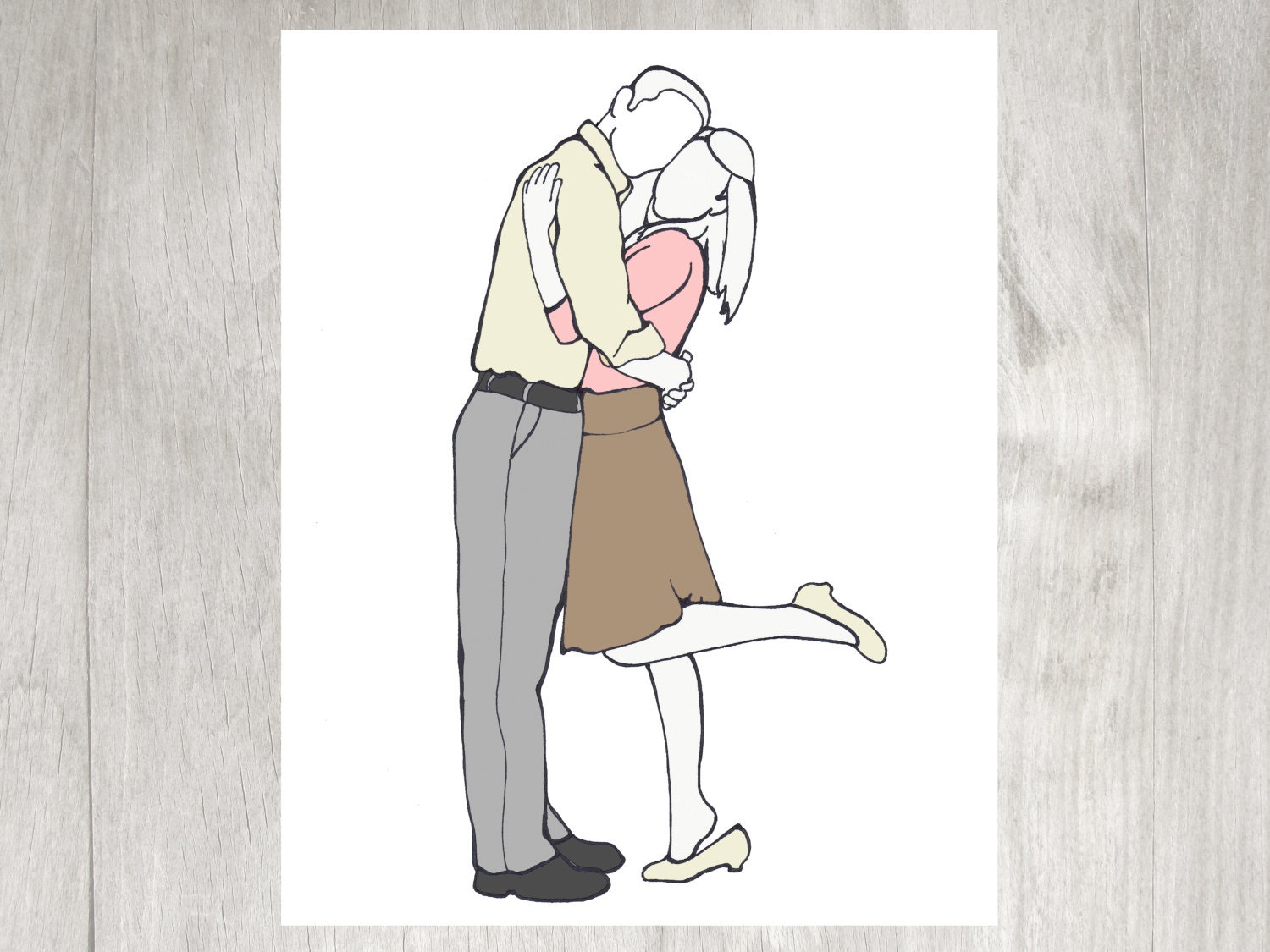 Custom Illustration from your Photo, PRINTABLE FILES 8x10 art portrait drawing, custom clipart, couple, anniversary gift