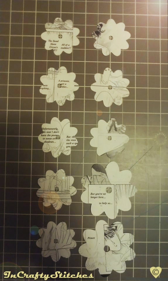 Comic Manga Book Page Flower Embellishments - Double Sided - Unique OOAK - Sailor Moon - Kawaii
