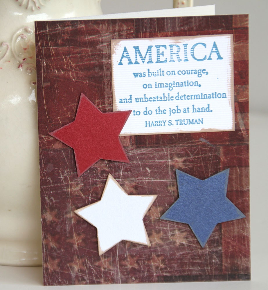 America Patriotic Greeting Card, Red White And Blue Stars, Truman Quote, Fourth of July