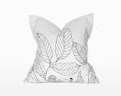 18" x 18" Decorative Throw Pillow / Accent Cushion Cover (Indoor) (White Leaves)