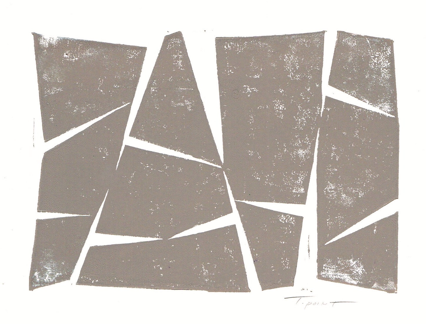 SALE Modern Abstract Art Block Print 5 x 7 Home Decor / Taupe Brown / Hand Pulled Linocut