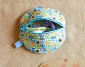ON SALE Paci Pod in Timeless Treasures Fabric Tiny Baby Owls and Tiny Dots  Boy Paci Pod Ready to Ship