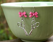 Scissor Happy Jane Pink Bow & Scissor Earrings