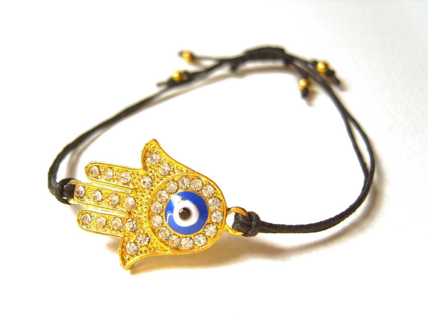Hand Of Fatima Bracelet, Hamsa Charm Bracelet, Black Cord Bracelet, Hamsa Jewelry UK