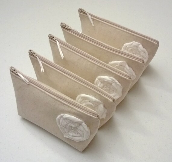 Linen Country Wedding Clutch Purse, Linen, Bridesmaid Gift - Set of 3