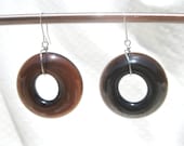 Amber Brown Beer Bottle Earrings Green Beer Gifts Green Eco Gifts Boho Fashion OOAK