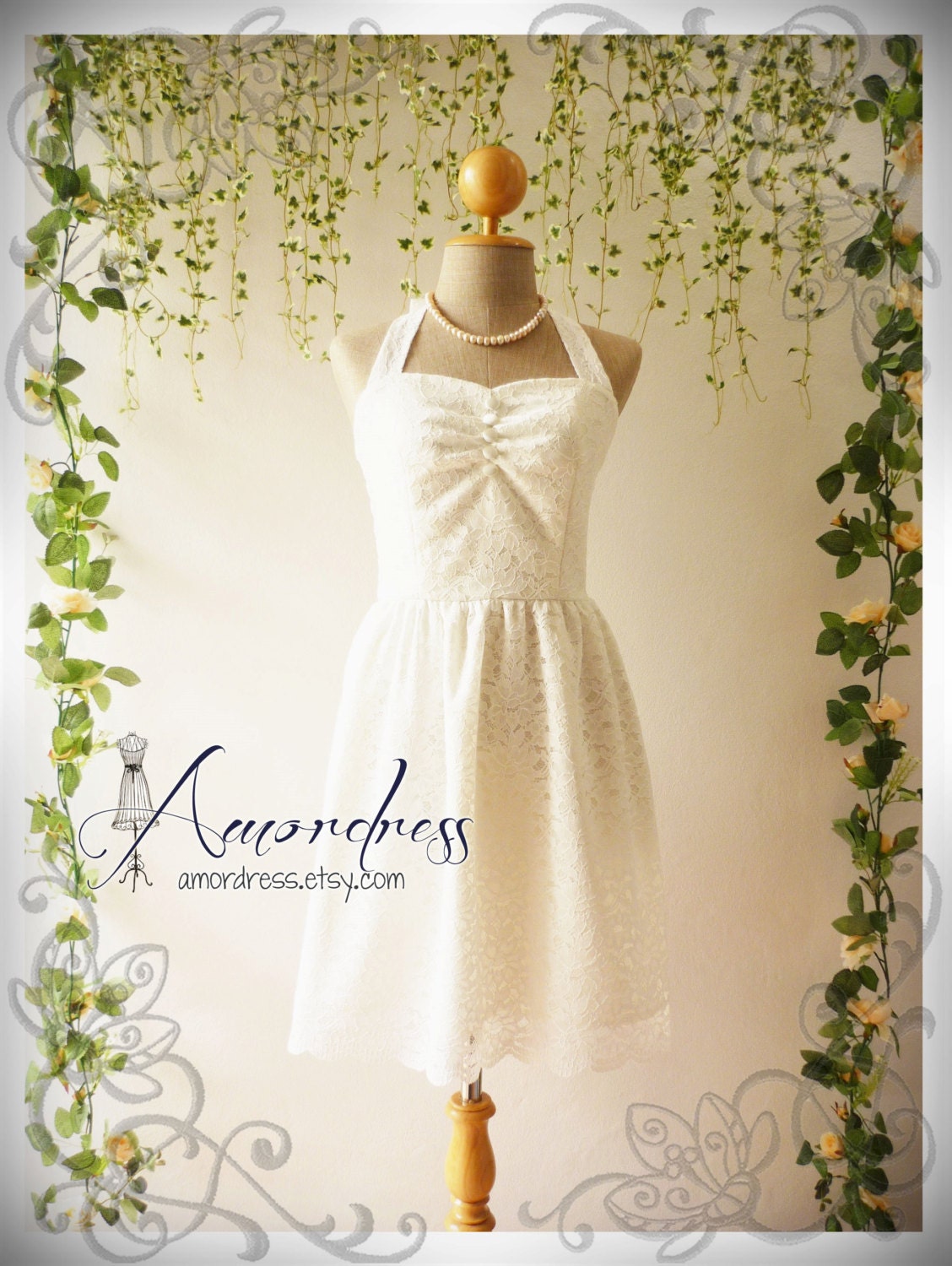 White Lace Dress Vintage Inspired Lace Dress Party Wedding Bridal Shower Prom Engagement Sweet Summer Memory Dress Once Upon A Time