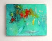 Abstract Painting Small Canvas Green "Moss Garden"