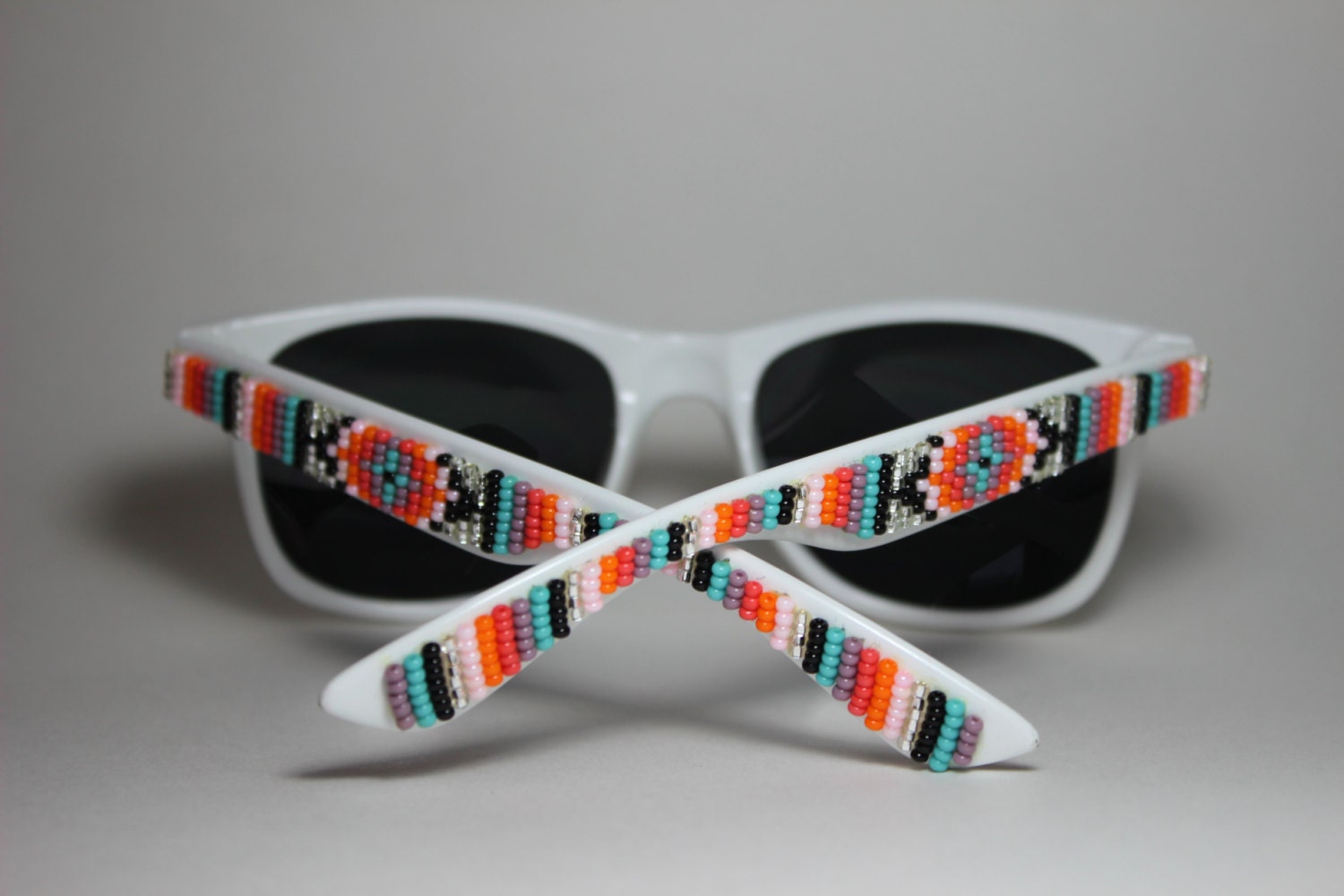 Beaded Sunglasses Mirroe Lense Coral