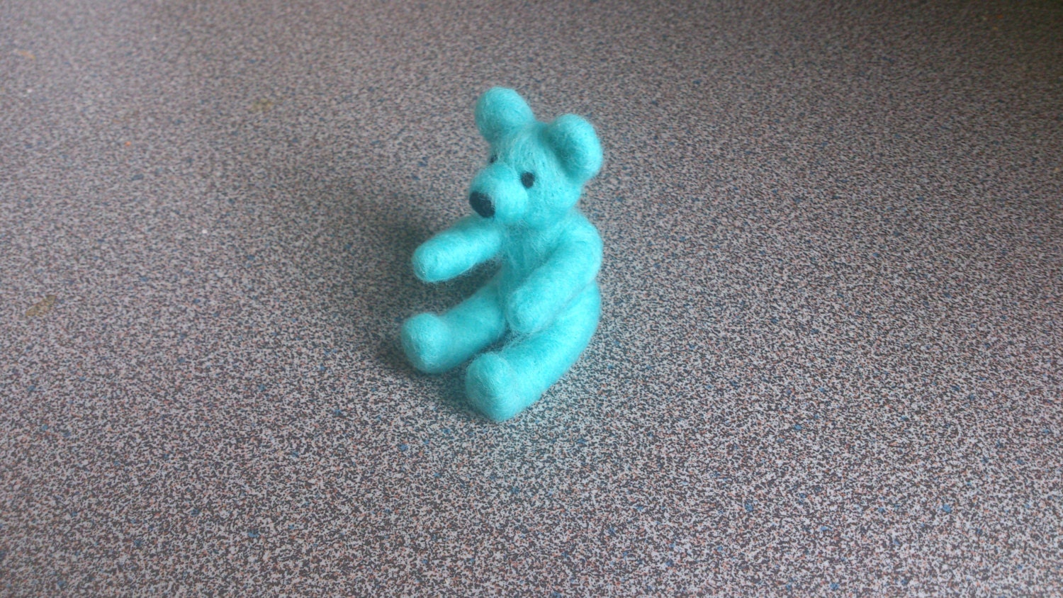 Mini teddy bear needle felted miniature turquoise gift under 25 baby shower baby boy christening