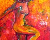 Nude Dancer, Woman, Female, Erotica - Original Fine Art Textured Acrylic Painting by ebsq Artist Ricky Martin  -  FREE SHIPPING