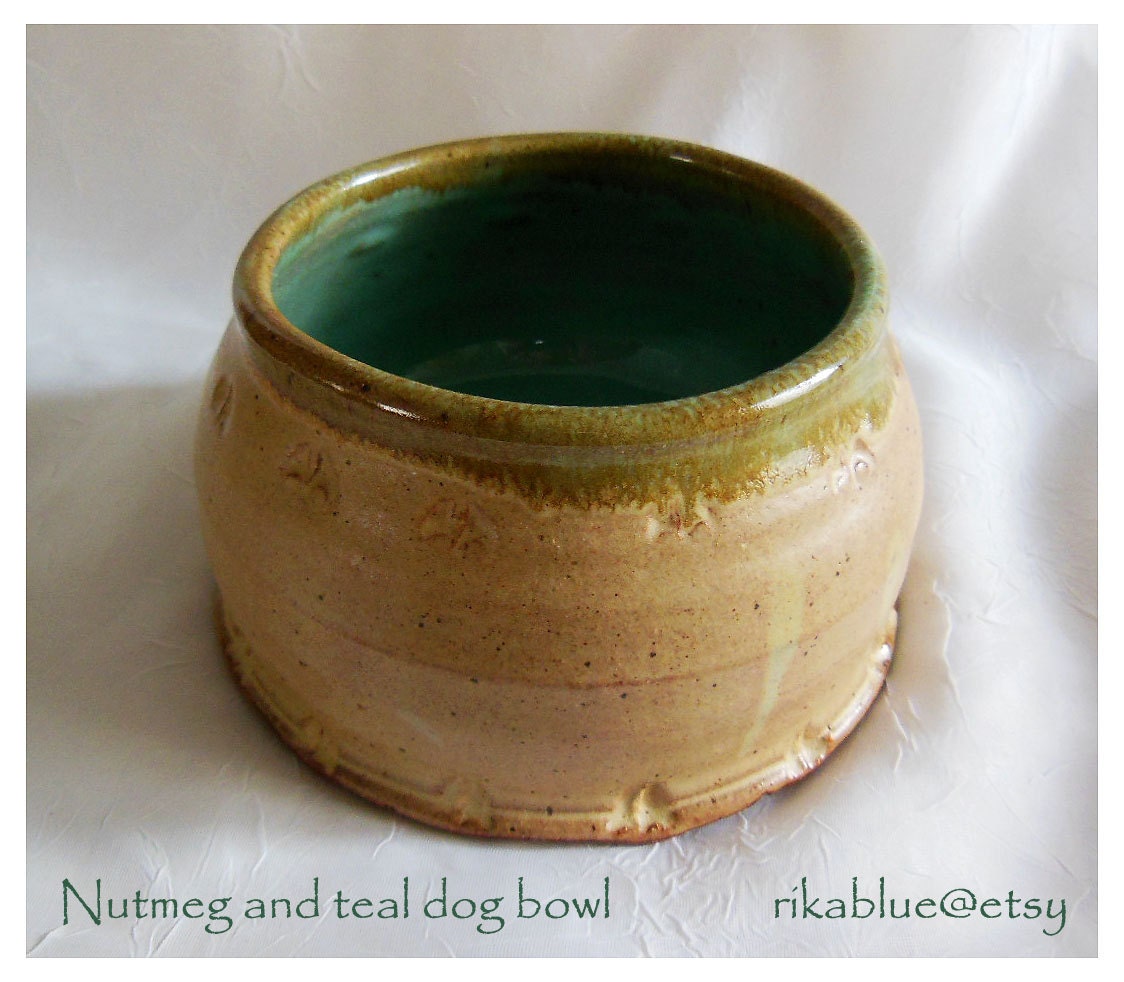 Teal and Nutmeg Dog Bowl