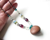 Sea Bean Necklace  Hamburger Seed Pendant Beaded Seed Necklace Llama Beads