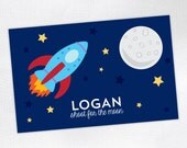 Personalized Placemat - Shoot For The Moon / Spaceship - laminated, double-sided - Custom Kids / Childrens Placemat Il_170x135