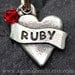 Pet Tag Dog Tag ID Collar Tags Custom Hand Stamped Heart with Crystal Jewel