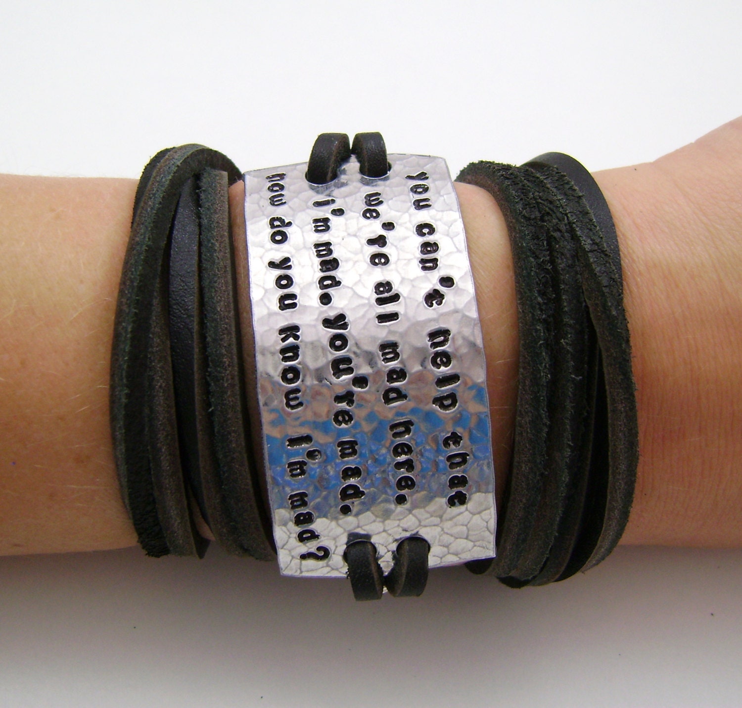 Custom quote bracelet, leather wrap bracelet, inspirational quote bracelet