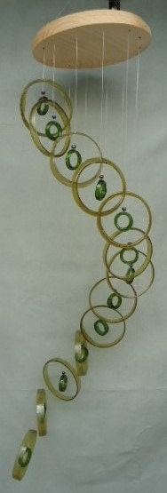 RECYCLING WINE BOTTLES into windchimes, eco friendly and green, mobiles, colorful and musical, wind chime 52