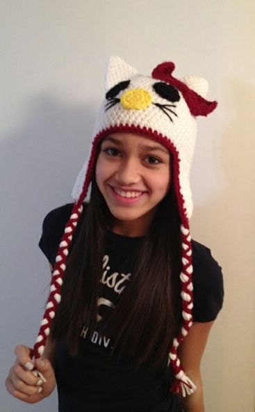 Handmade Crochet  Hat Hello Kitty With Earflaps