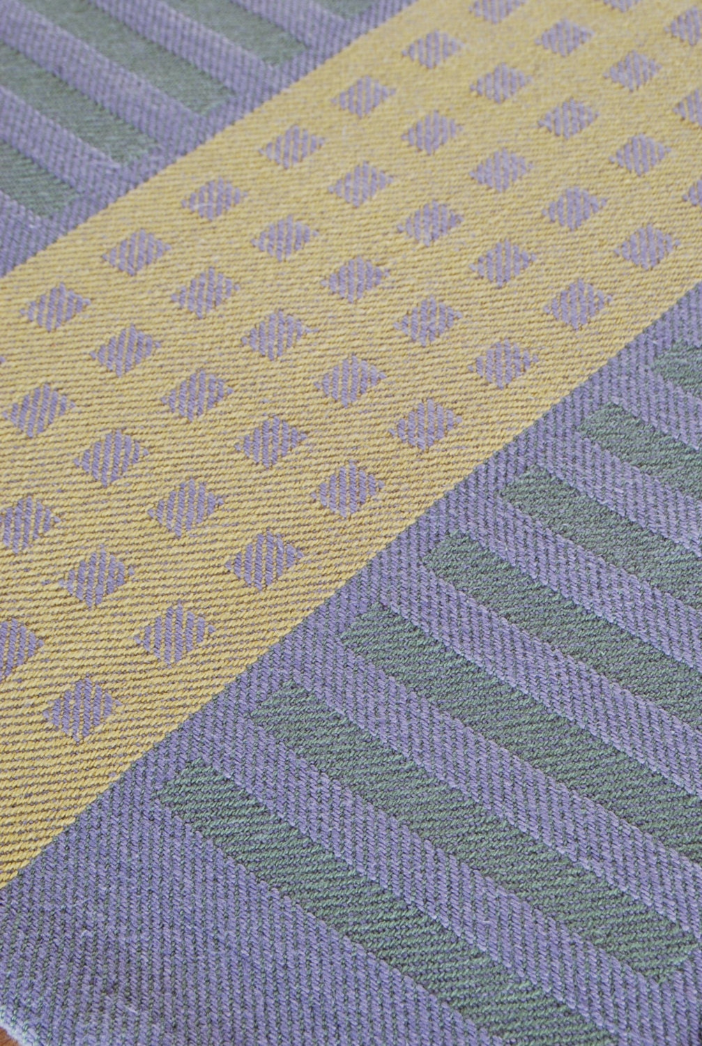 Handwoven Tea Towel- Squares & Stripes Cotton/Linen  Aqua-Lime