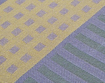 Handwoven Tea Towel- Squares & Stripes Cotton/Linen  Aqua-Lime