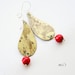 Red Coral Brass Paisley Teardrop Handcrafted Eco Friendly Oxidized Metalwork Chandelier Artisan Boho Dangle Drop Earrings Gift for Her