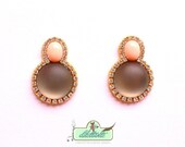 Crystal Earrings Swarovski- Rhinestones- Nude-Silver Design- Statement Earrings
