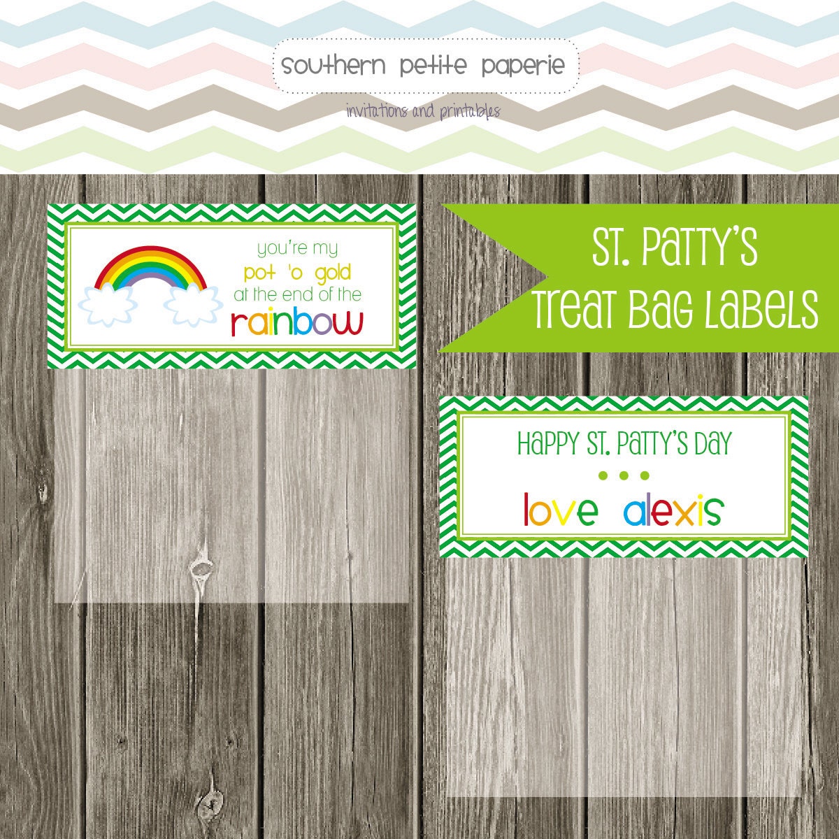 Printable Personalized St. Patricks Day Treat Toppers