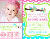 Owl Birthday Invitation - Look Whoo's Turning - PRINTABLE Photo Invitation and Thank You Card - Owls Il_170x135