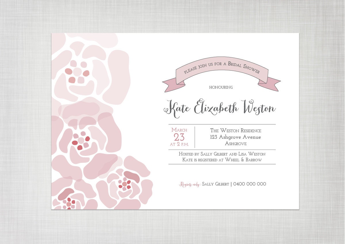 PRINTABLE Floral Flag Bridal Wedding Shower Invitation - digital invite