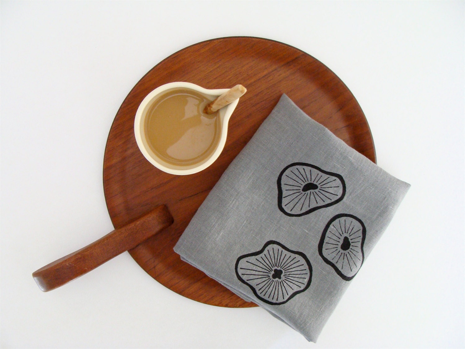 Eco Friendly Tea Towel Linen Hand Printed Mushrooms