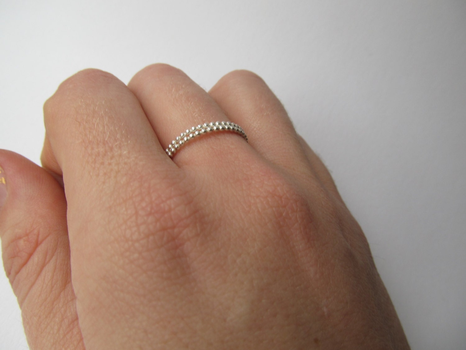 SALE 2 FOR 12: Silver Ball Chain Petite Stackable Rings // Set Of 2 // Great Gift For Her, Birthday, Valentine's Day, Anniversary