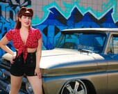 Red Dice Crop Top Retro Rockabilly Pinup 1950s VLV