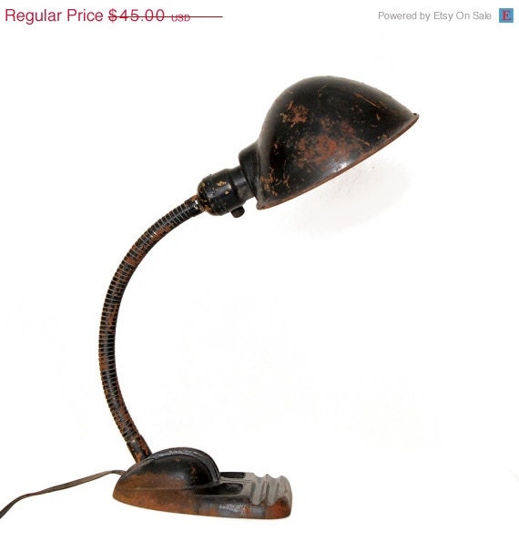 20% OFF VINTAGE SALE Art Deco Rodale Gooseneck Desk Lamp Industrial