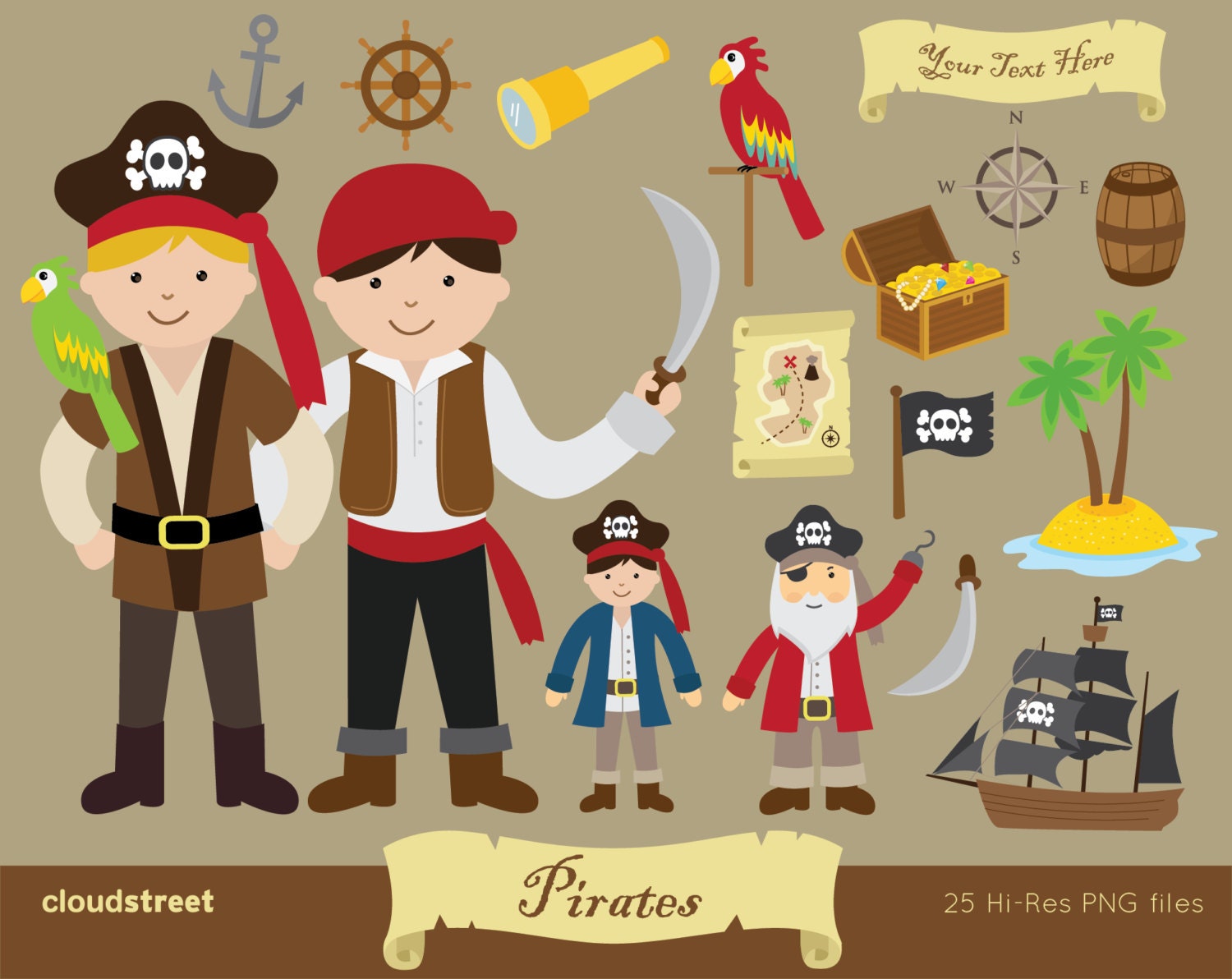 buy 2 get 1 free Pirate Clipart for personal and commercial use ( pirates clip art )