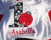First Birthday Lady Bug Custom Embroidered Shirt Numbers 1-9 Available Add A Name