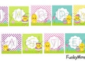 Easter Chick Spring Cute 5" Square Circle Digital Printable Banner Il_170x135
