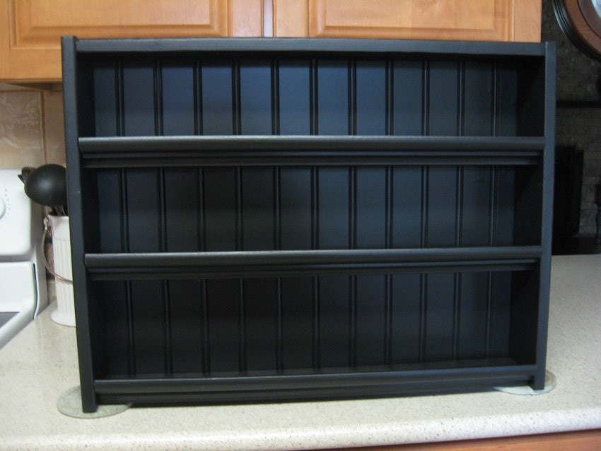 Medium Rubber Stamp and Ribbon Storage - Handcrafted Shelving in Black