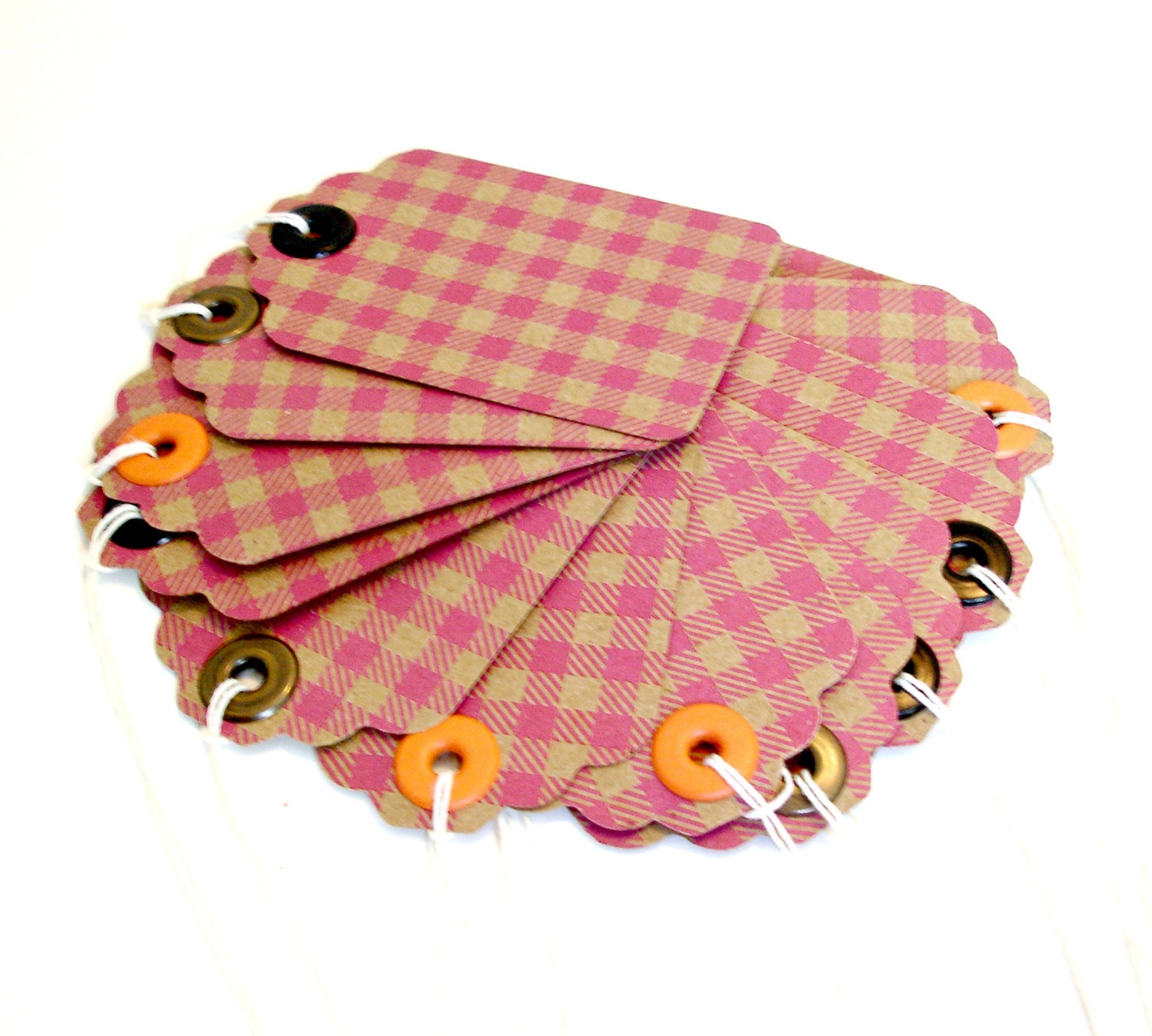 Pink plaid gift tags Product tags Hang tags favor Tags Packaging tags Plaid kraft 1 Dozen