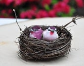Bird Nest Cake Topper - Birds with Nest Wedding Cake Topper - Woodland Wedding Cake Topper - Rustic Cake Topper