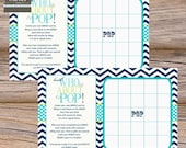 baby shower bingo chevron stripe, about to pop vintage  - digital file, printable