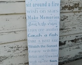 Lg Beach Rules, Bay Rules 12x36 handmade, beach house blue, distressed, cottage chic, lake, beach decor Personalized Sale Now 100.00