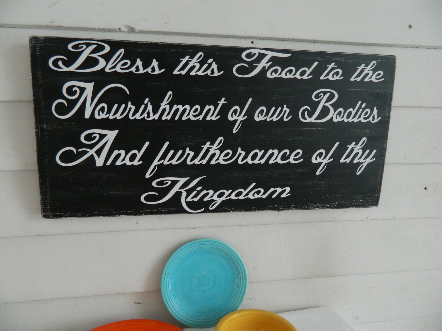 Prayer wood sign distressed 12x24, shabby chic, Kitchen, dining room, prayer blessings, handmade, religious