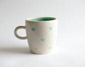 Mint Ceramic Cup- heart design by RossLab