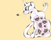 Why cats purr... in soft yellow A4