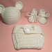 Baby Polar Bear Hat, Booties & Diaper Cover Set in White - Newborn Beanie Cap Shoes Halloween Thanksgiving Christmas Gift Winter Outfit